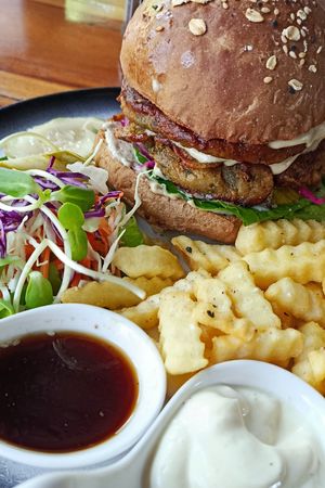 Falafel burger at Tofu Kitchen in Koh Chang