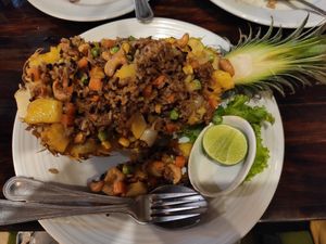 Rice with cashews, vegetables and pineapple at Tofu Kitchen in Koh Chang