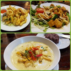 Deep fried vegetables, Pad Med Mamuang, Tom Kha at Tofu Kitchen in Koh Chang