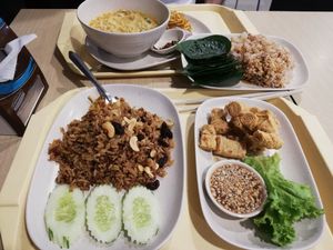 Our meal. 4 dished 270 baht at Khun Churn - MBK in Bangkok