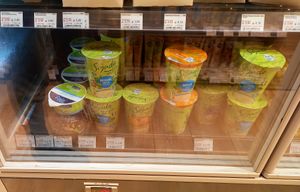 very small range of vegan yogurts at HULC Bio-Food in Cologne