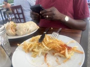 Hash browns and Sam’s breakfast burrito  at Aunt Yese's Home Cooking in Garden Grove
