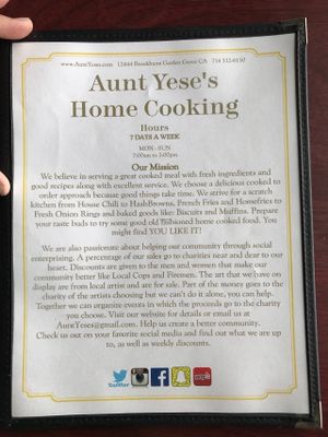 A little bit about the place at Aunt Yese's Home Cooking in Garden Grove
