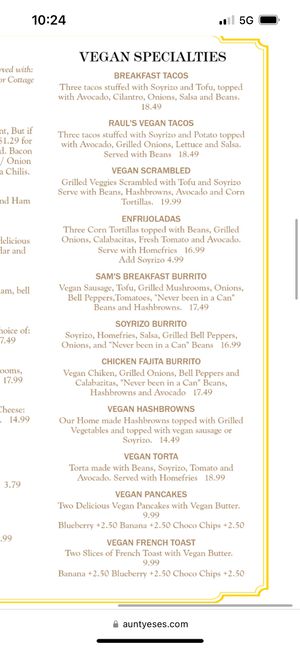 Online menu  at Aunt Yese's Home Cooking in Garden Grove