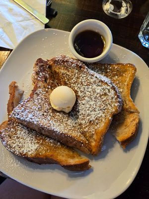 Vegan French toast with vegan butter and syrup. at Aunt Yese's Home Cooking in Garden Grove