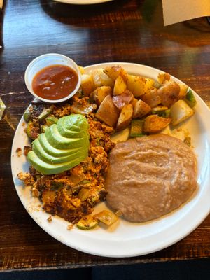 Vegan scrambled plate at Aunt Yese's Home Cooking in Garden Grove