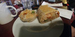 Sams breakfast burrito at Aunt Yese's Home Cooking in Garden Grove