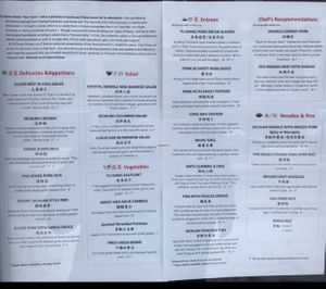 menu at Sichuan Kitchen in Portland