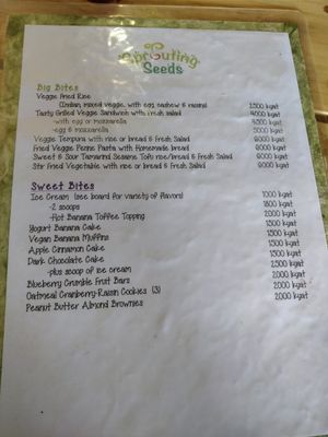 food menu 1 at Sprouting Seeds Cafe & Bakery in Kalaw
