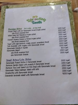 food manu 2 at Sprouting Seeds Cafe & Bakery in Kalaw
