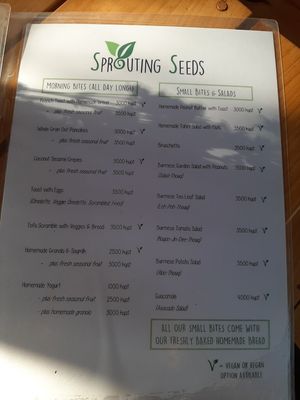 Menu at Sprouting Seeds Cafe & Bakery in Kalaw