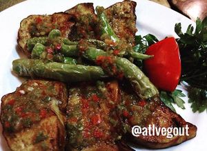 spicy eggplant and peppers  at Felfela in Cairo