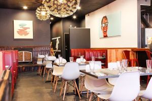 Interior at Stoked Wood Fired Pizza in Brookline