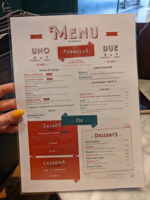 English menu at Square Delicatessen in Strasbourg