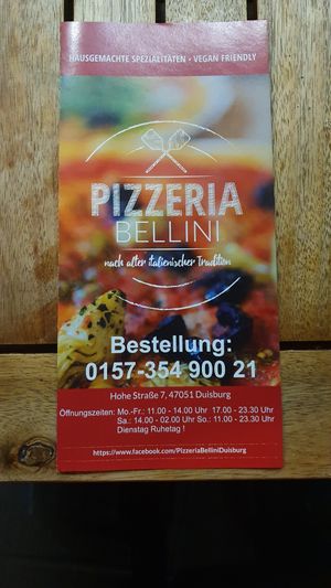 Opening hours may deviate. Check Lieferando to be sure it's open. at Pizzeria Bellini in Duisburg