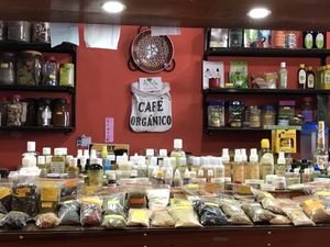 Besides food, lots of herbs and teas at Cafe Tango in Samaipata