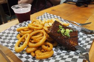 vegan onion rings and ribs at The Very Good Butchers in Victoria