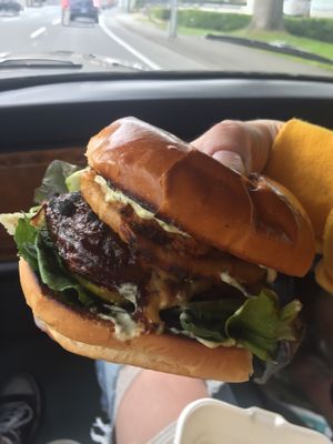 The Dill Pickle burger at The Very Good Butchers in Victoria