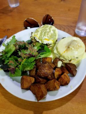 "Farm fresh tofu eggs" benny at The Very Good Butchers in Victoria