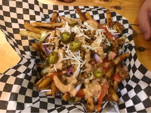 Nacho fries, so spicy and so good!  at The Very Good Butchers in Victoria