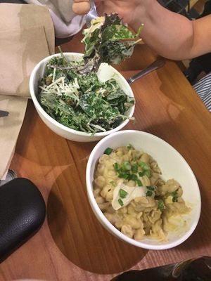 Caesar salad and Mac n cheese at The Very Good Butchers in Victoria