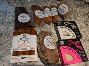 Contents of the Deluxe Charcuterie Box (frozen) at The Very Good Butchers in Victoria