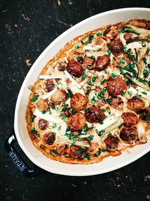 Pizza made with bangers (sausages) at The Very Good Butchers in Victoria