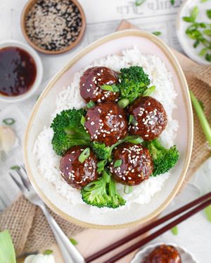 Meatball with glaze at The Very Good Butchers in Victoria