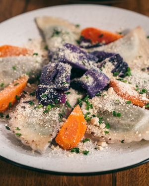 Ravioli with vegetables. at SIGGIS v/gan dine & co. in Munich