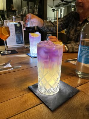 Another drink with blue butterfly pea syrup   at SIGGIS v/gan dine & co. in Munich