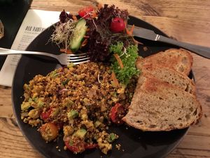 Scrambled tofu eggs - Delicious!! at SIGGIS v/gan dine & co. in Munich