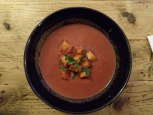 Beet and chestnut soup at SIGGIS v/gan dine & co. in Munich