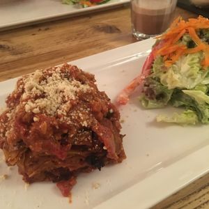 Lasange and Salad at SIGGIS v/gan dine & co. in Munich