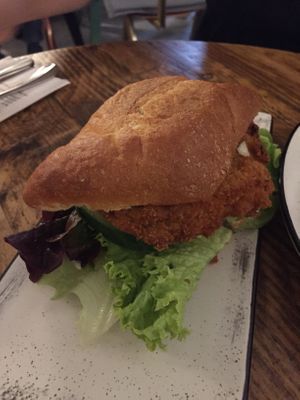 Basic sandwich (with Schnitzel) - 6.20€  at SIGGIS v/gan dine & co. in Munich