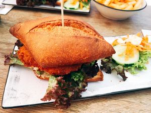 schnitzel-ciabatta at SIGGIS v/gan dine & co. in Munich