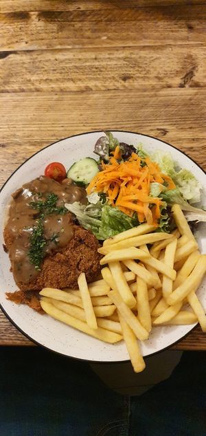 Schnitzel at SIGGIS v/gan dine & co. in Munich