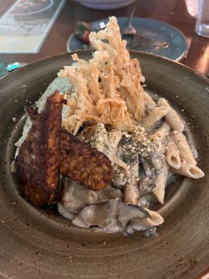 Mushroom stroganoff add tempeh   at SHAKA - Bohol in Panglao