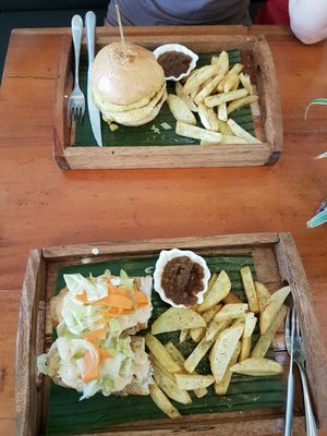 Sloppy Jose burger (top) and Sawadee Kaa burger (bottom)  at SHAKA - Bohol in Panglao