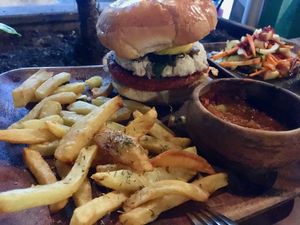 A Burger with a Cashew creme at SHAKA - Bohol in Panglao