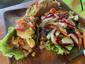 Tacos. Delicious. Just the shell is hard so I ate it like nachos at SHAKA - Bohol in Panglao