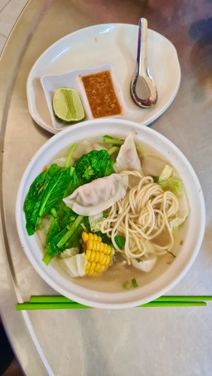 Dumplings soup at Kuaile Vegetarian Food in Phnom Penh