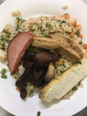 Fried rice with “stinky” vegetables (I believe it should be fragrant because there was no stinkiness!)  at Kuaile Vegetarian Food in Phnom Penh