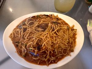 Wok with beyond meat  at Loving Hut - Palermo in Buenos Aires