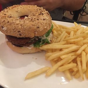 Double burger  at Loving Hut - Palermo in Buenos Aires