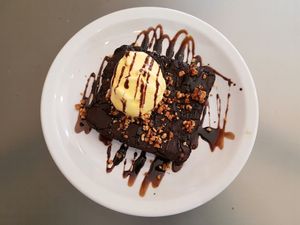 cake and icecream at Loving Hut - Palermo in Buenos Aires