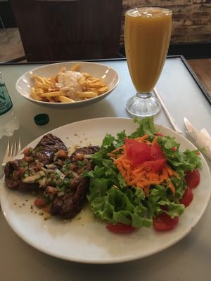 Seitan steak... Hail Seitan!! at Loving Hut - Palermo in Buenos Aires