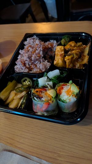 Vegan bento box at Koriente in Austin