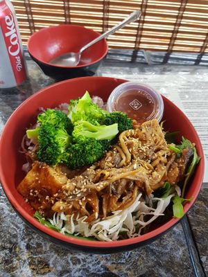 Vegan mushroom and tofu at Koriente in Austin