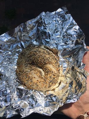 Everything with jalapeño tofu at Union Bagel Co. in Portland