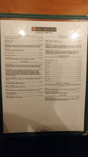 Front Side Menu at Kiku Sushi in Berkeley